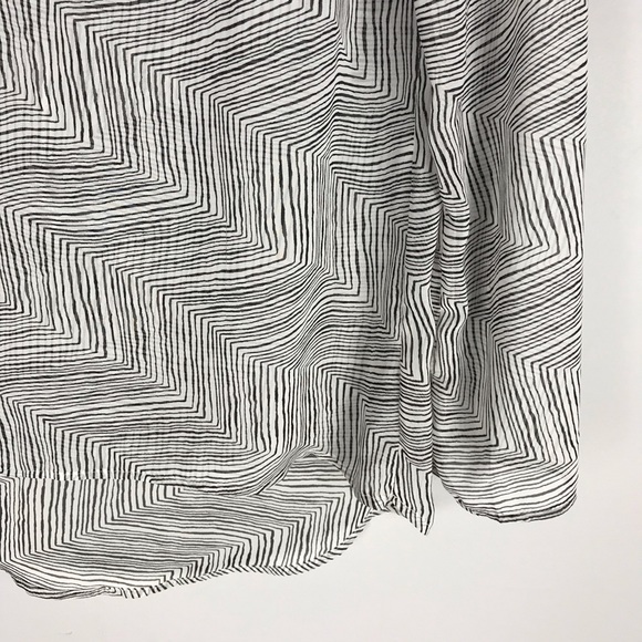 Lumiere vneck blouse long sleeve sheer white black - Picture 2 of 7